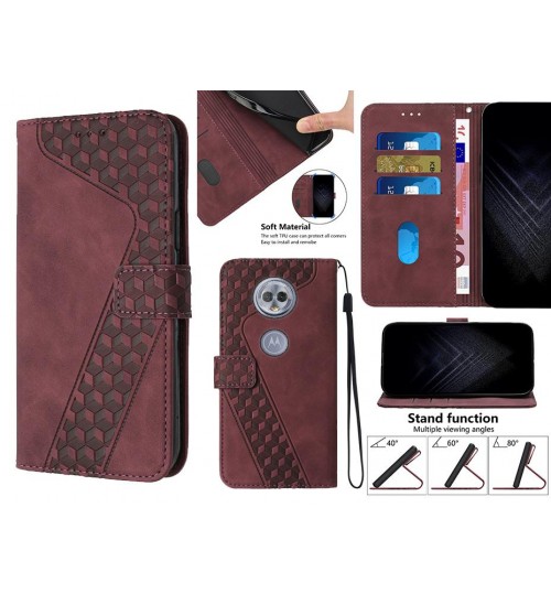 Moto G6 Play Case Wallet Premium Pu Leather Cover - Red