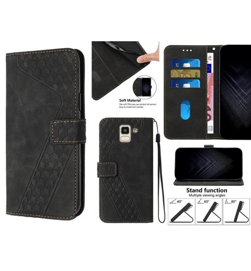 Galaxy J6 Case Wallet Premium Pu Leather Cover - Black