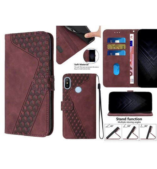 Xiaomi Mi A2 Case Wallet Premium Pu Leather Cover - Red