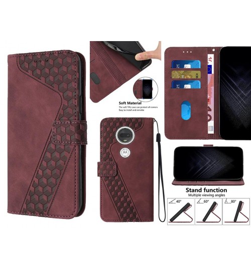 Moto G7 Case Wallet Premium Pu Leather Cover - Red