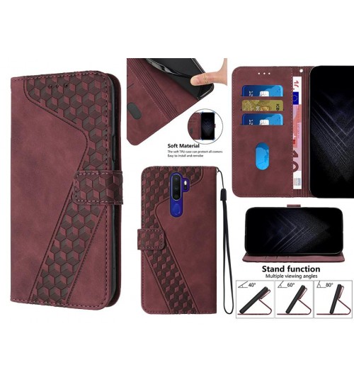 Oppo A9 2020 Case Wallet Premium Pu Leather Cover - Red