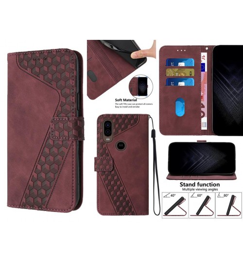 Moto P40 Case Wallet Premium Pu Leather Cover - Red