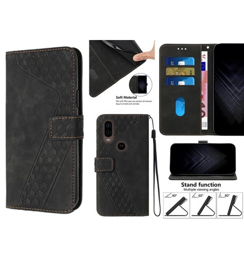 Moto P40 Case Wallet Premium Pu Leather Cover - Black