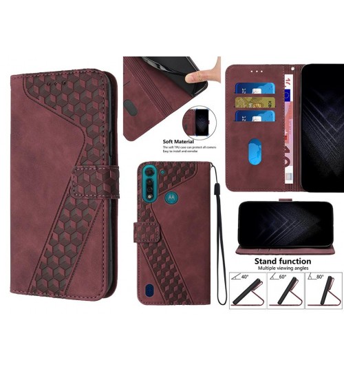 Moto G8 Power Lite Case Wallet Premium Pu Leather Cover - Red