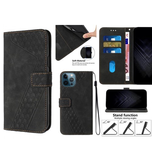 Iphone 12 Pro Case Wallet Premium Pu Leather Cover - Black