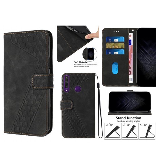Huawei Y6p Case Wallet Premium Pu Leather Cover - Black