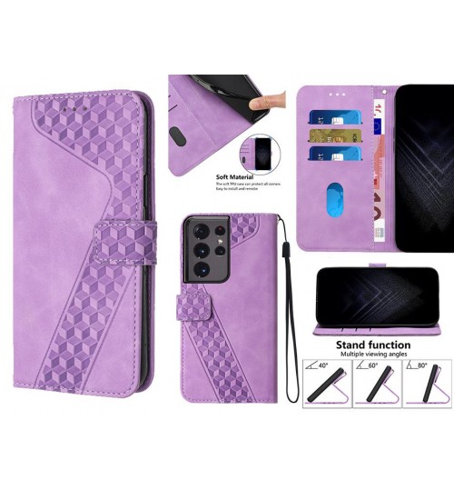 Galaxy S21 Ultra Case Wallet Premium Pu Leather Cover - Purple