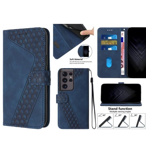 Galaxy S21 Ultra Case Wallet Premium Pu Leather Cover - Blue
