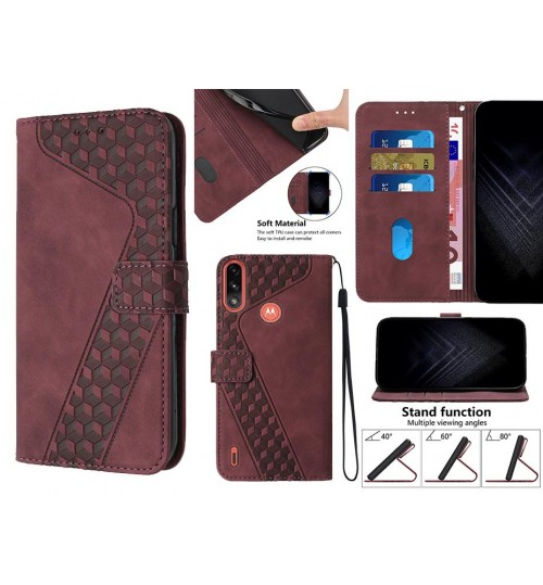 Moto E7 Power Case Wallet Premium Pu Leather Cover - Red