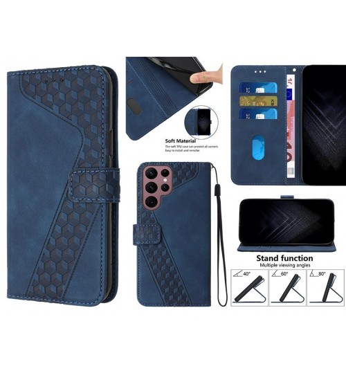 Samsung Galaxy S22 Ultra Case Wallet Premium Pu Leather Cover - Blue