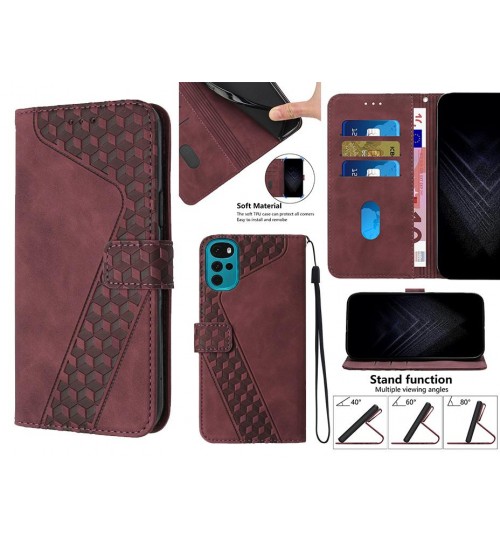Moto G22 Case Wallet Premium Pu Leather Cover - Red