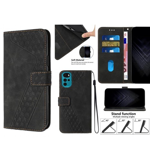 Moto G22 Case Wallet Premium Pu Leather Cover - Black