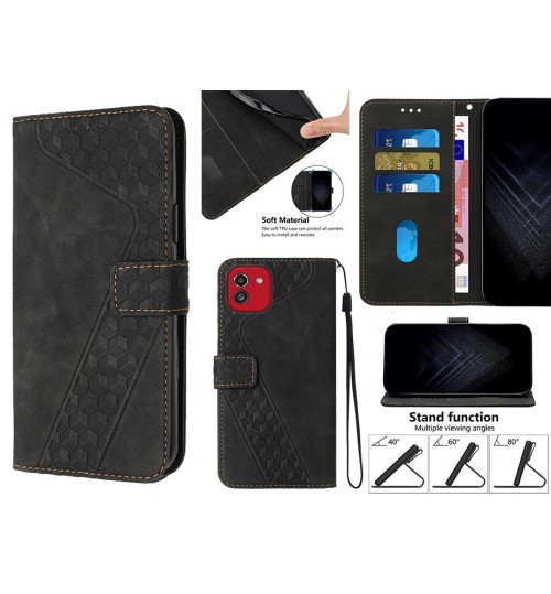 Samsung Galaxy A03 Case Wallet Premium Pu Leather Cover - Black
