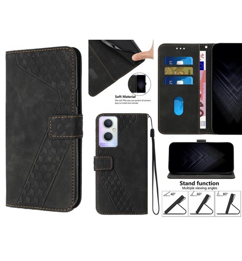 Oppo A96 Case Wallet Premium Pu Leather Cover - Black