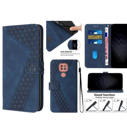 Moto G9 Play Case Wallet Premium Pu Leather Cover - Blue