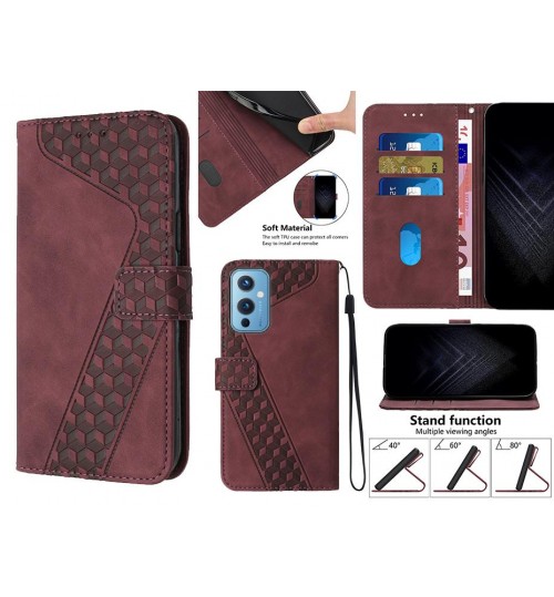 Oneplus 9 Case Wallet Premium Pu Leather Cover - Red