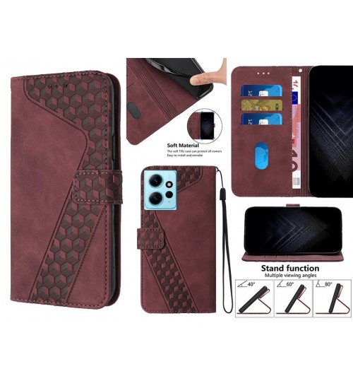 Xiaomi Redmi Note 12 4g Case Wallet Premium Pu Leather Cover - Red