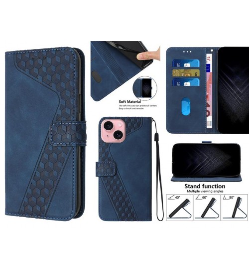 Iphone 15 Case Wallet Premium Pu Leather Cover - Blue