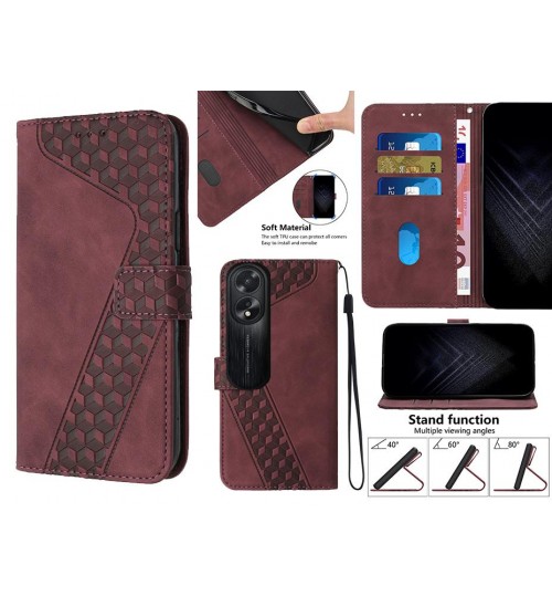 Oppo A38 Case Wallet Premium Pu Leather Cover - Red