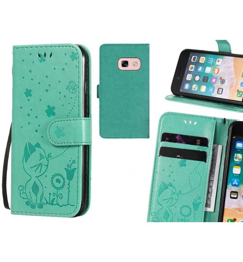Galaxy A3 2017 Case Embossed Wallet Leather Case - Green