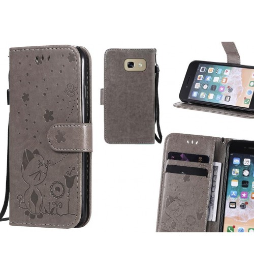 Galaxy A5 2017 Case Embossed Wallet Leather Case - Grey