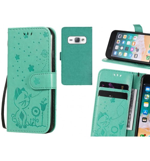 Galaxy J1 2016 Case Embossed Wallet Leather Case - Green