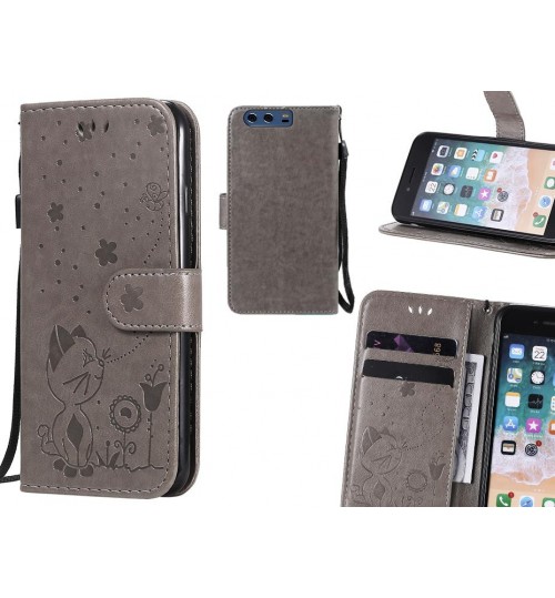 Huawei P10 Plus Case Embossed Wallet Leather Case - Grey
