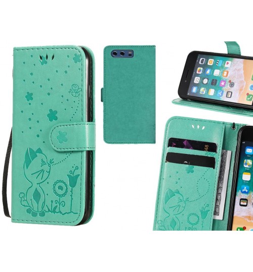 Huawei P10 Plus Case Embossed Wallet Leather Case - Green