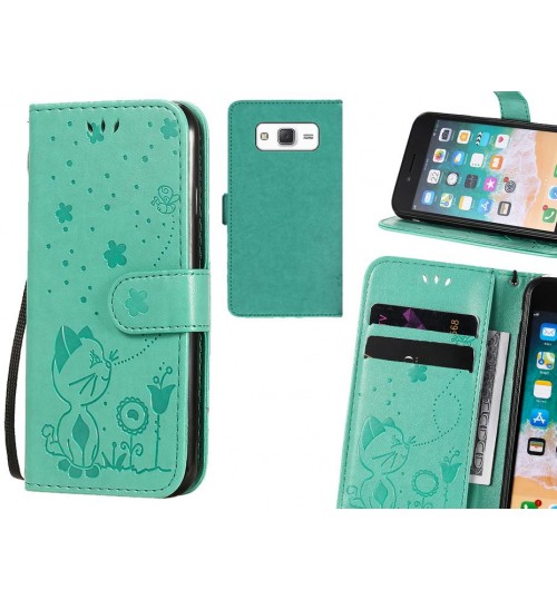 Galaxy J5 Case Embossed Wallet Leather Case - Green