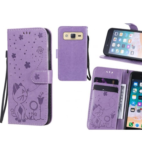 Galaxy J2 Case Embossed Wallet Leather Case