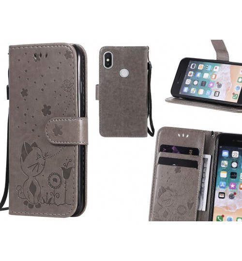 Xiaomi Redmi S2 Case Embossed Wallet Leather Case - Grey
