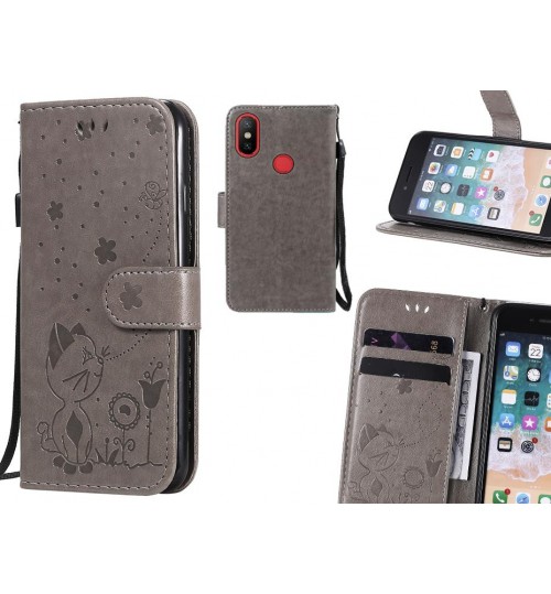 Xiaomi Mi 6x Case Embossed Wallet Leather Case - Grey