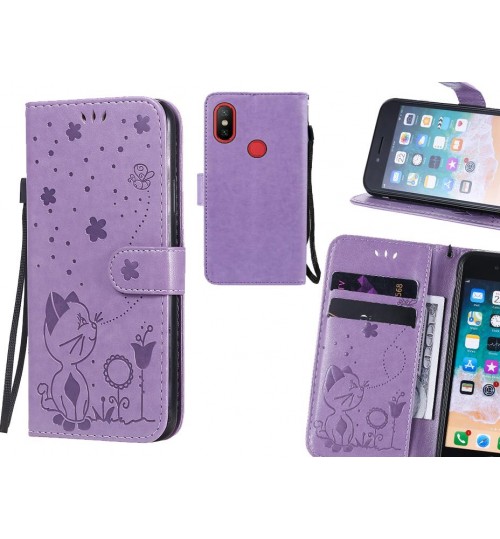 Xiaomi Mi 6x Case Embossed Wallet Leather Case - Purple