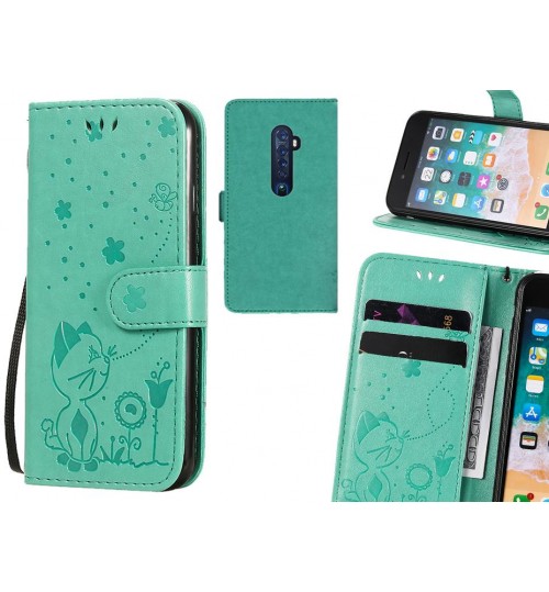 Oppo Reno 2 Case Embossed Wallet Leather Case - Green