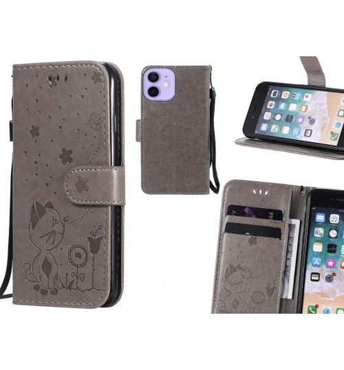 iPhone 12 Mini Case Embossed Wallet Leather Case