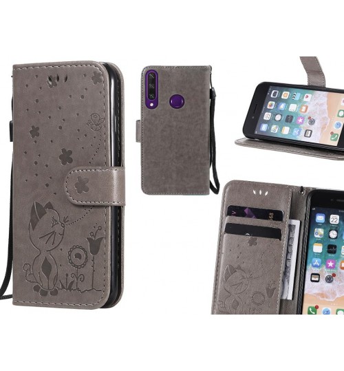 Huawei Y6p Case Embossed Wallet Leather Case - Grey