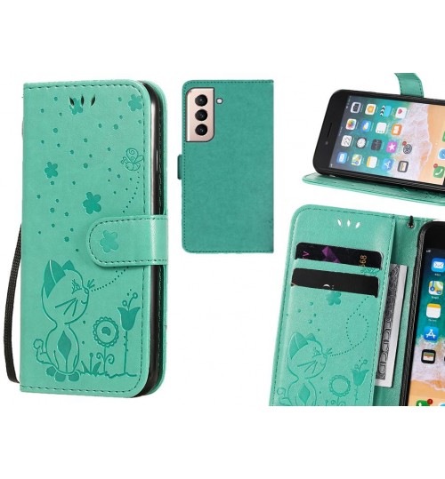 Galaxy S21 Plus Case Embossed Wallet Leather Case - Green