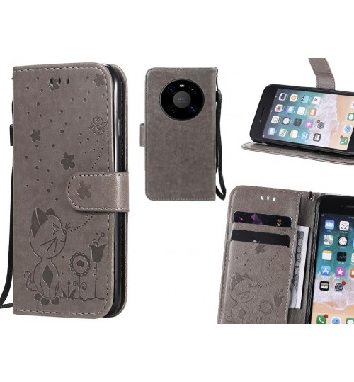 Huawei Mate 40 Case Embossed Wallet Leather Case - Grey