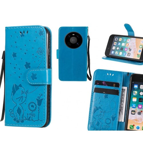 Huawei Mate 40 Case Embossed Wallet Leather Case - Blue