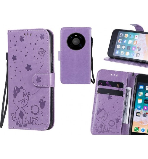 Huawei Mate 40 Case Embossed Wallet Leather Case - Purple