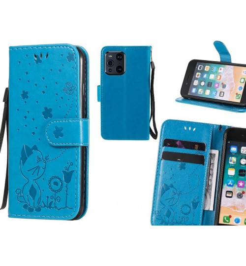 Oppo Find X3 Pro Case Embossed Wallet Leather Case - Blue