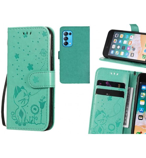 Oppo Find X3 Lite Case Embossed Wallet Leather Case - Green