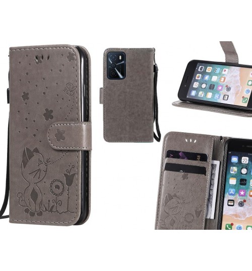 Oppo A16s Case Embossed Wallet Leather Case