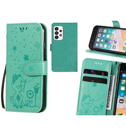 Samsung Galaxy A73 5g Case Embossed Wallet Leather Case - Green