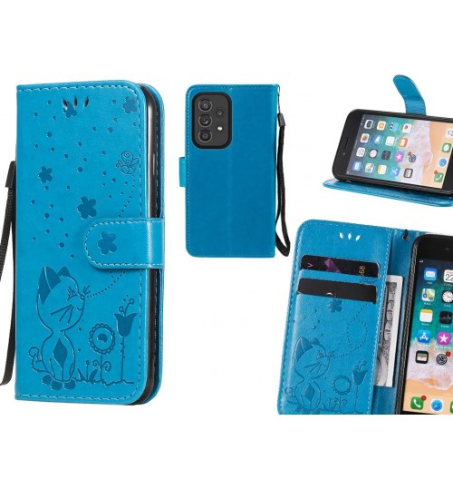 Samsung Galaxy A33 5g Case Embossed Wallet Leather Case - Blue