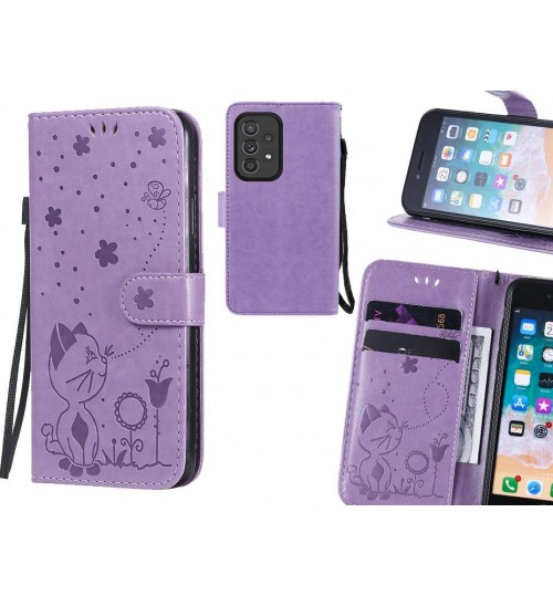 Samsung Galaxy A33 5g Case Embossed Wallet Leather Case - Purple