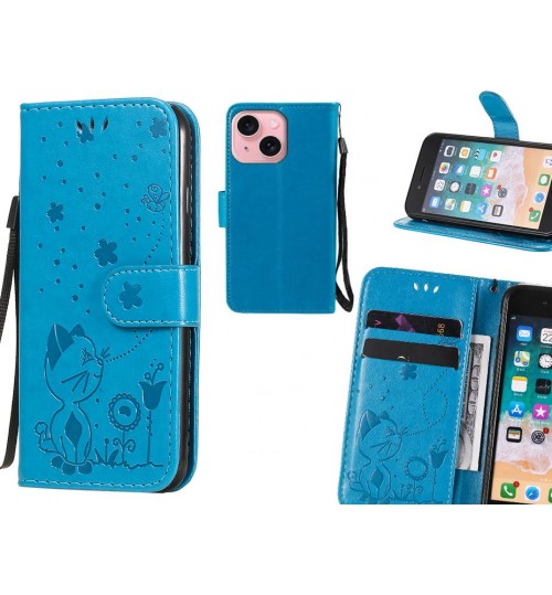 iPhone 15 Case Embossed Wallet Leather Case