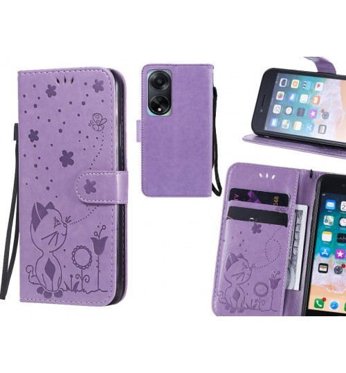 Oppo Reno A98 5g Case Embossed Wallet Leather Case - Purple