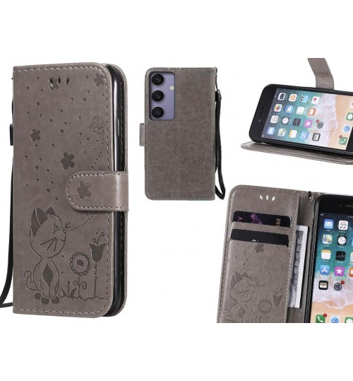 Samsung Galaxy S24 Case Embossed Wallet Leather Case - Grey