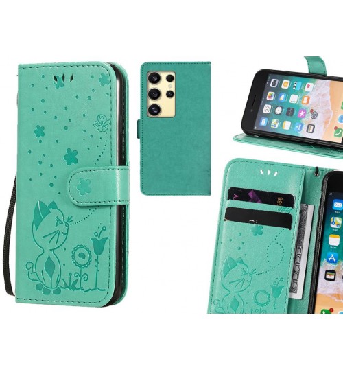 Samsung Galaxy S24 Ultra Case Embossed Wallet Leather Case - Green